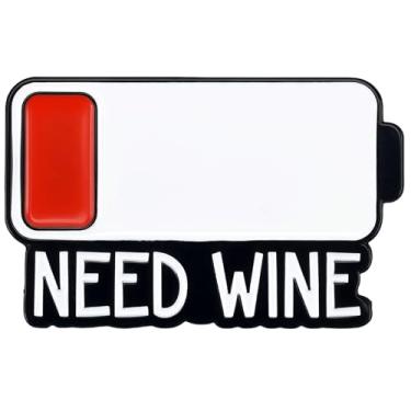 Imagem de PLwelth Alfinetes de esmalte engraçados para mulheres e homens precisam de broche de vinho, alfinetes de lapela estéticos, broche para mochilas, chapéus, bolsas, roupas, jaqueta, cordão, novidade