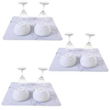 Imagem de Tapete Escorredor Louça Super Absorvente Pia Cozinha Estampa Mármore Base Emborrachada Seca Rápido (3)