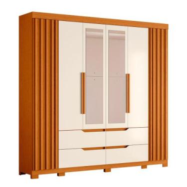 Imagem de Guarda Roupa Doble Casal 6 Portas com Espelho Albatroz Moveis, Cinamom