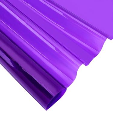Imagem de AHANDMAKER Tecido impermeável de EVA transparente roxo de calibre 12, 121 x 91 cm, tecido plástico transparente sólido, folha de filme leve para sacos de costura, artesanato faça você mesmo, decoração