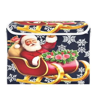 Imagem de SEHANY Cestas de armazenamento de Papai Noel de Natal com tampas, organizador de caixas de armazenamento de tecido para armário de roupas, cobertor de escritório, berçário, 42 x 32 x 30 cm