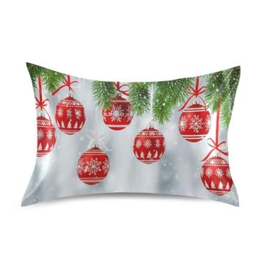 Imagem de SEHANY Capas de almofada de seda de bola de Natal para cabelo e pele, capas de almofada de cetim respiráveis macias e refrescantes com fecho de envelope, tamanho king (50,8 x 101,6 cm)