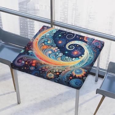 Imagem de hongjinglin Toalha de mesa quadrada para uso ao ar livre com borda elástica, capa de mesa quadrada com estampa paisley, toalha de mesa étnica para ambientes externos, ambientes internos, pátio, jantar