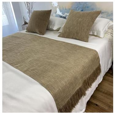 Imagem de Colcha de cama de hotel com borlas de cor sólida luxuosa manta de cama elegante cobertor de sofá sem desbotamento roupa de cama decorativa-marrom|apenas 1 fronha 50 x 50 cm