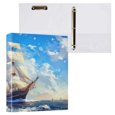 Imagem de Blueangle Pasta grande de 3 anéis com prancheta e 2 bolsos - Organizador de documentos decorativos de 3 cm para escritório, suprimentos de reunião (600)