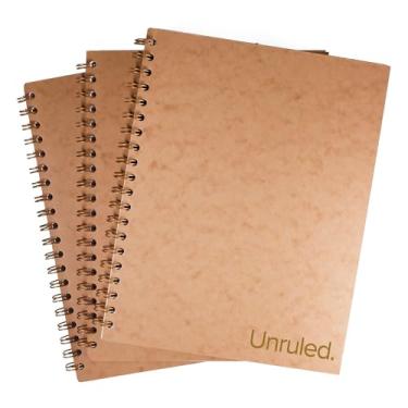Imagem de Unruled Caderno espiral clássico em branco, papel liso premium de 27 kg, 70 folhas, reciclado e sustentável, 26,7 cm x 20,32 cm, pacote com 3, folha dourada/fio