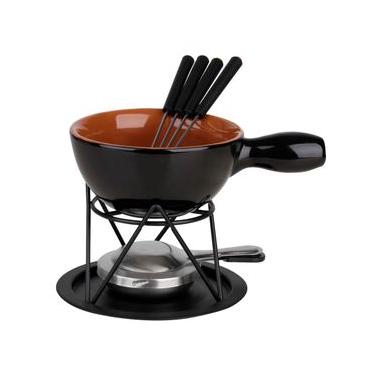 Imagem de Fondue em Cerâmica 9 Peças 600ml Preto e Marrom