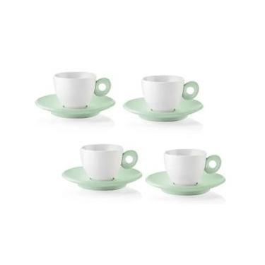 Imagem de Conjunto De Xicaras De Café Com Pires Verde Malva Everyday Porcelana 50Ml 4 Peças - Guzzini