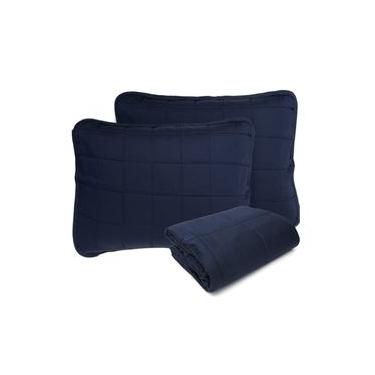 Imagem de Cobre Leito Casal Satinée Square Marinho 300 Fios - Kacyumara Casal