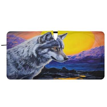 Imagem de ATTX Para-brisa de carro Sunset Wolf - 149.9 cmx76.2 cm Universal Sun Shield Visor | Acessórios automáticos refletores de calor para proteção do para-brisa dianteiro #65