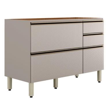 Imagem de Balcão Para Pia 4 Gavetas 1 Porta 120 Cm Mdf Proenca Nogueira Nude Prime Demartez