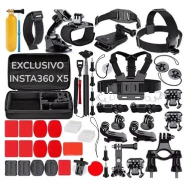 Imagem de Acessórios para Insta360 X5 Kit com 65 Itens Maleta Protetora Suporte de Cabeça Tripé e Bastão para Esportes e Aventuras