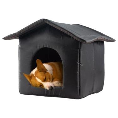 Imagem de Abrigo para gatos ao ar livre,Casa para abrigo para gatos - Condomínio quente com cama para animais de estimação à prova de chuva para filhotes | Caverna para animais de estimação de inverno, casa de
