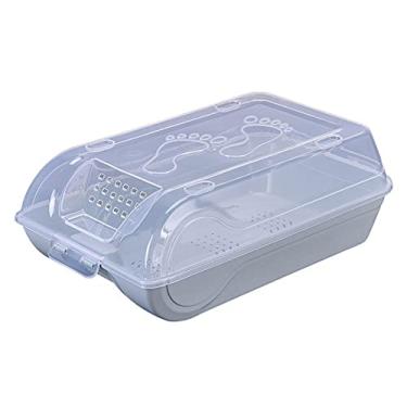 Imagem de Caixa de Sapato Transparente com Tampa Container Armazenamento Empilhável e Respirável Organizador Sapatos para Economizar Espaço Entrada Armário Quar