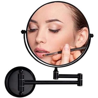 Imagem de Espelho de maquiagem montado na parede com ampliação 3X, espelho de vaidade dupla face extensível rotação 360, espelho redondo para banheiro