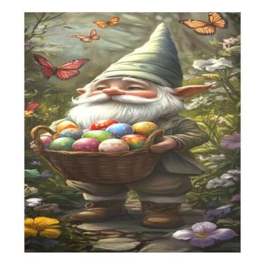 Imagem de Qilmy Capa de ímã de máquina de lavar louça de gnomo fofo e ovos de Páscoa 58 x 66 cm capas decorativas de geladeira para porta frontal adesivo de folha magnética máquina de lavar louça painel