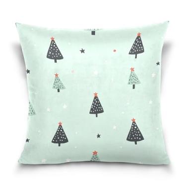 Imagem de Wassud Capa de almofada decorativa de estrela de árvore de Natal 50 x 50 cm para sofá, sofá, casa, casa de fazenda, decoração de quarto