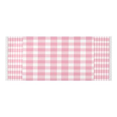 Imagem de Wassud Capas de lavadora e secadora xadrez rosa, protetor de lavadora com sacos de armazenamento, capa de geladeira à prova de poeira com bolsos para lavanderia doméstica, cozinha, 120 x 55 cm