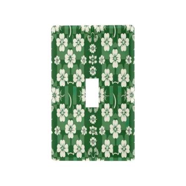 Imagem de Wassud Placa decorativa de interruptor de luz com padrão quadriculado de trevo para tomadas elétricas, interruptor único, 11 x 7 cm