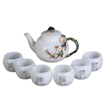 Imagem de Conjuntos de chá de cerâmica, conjunto de café da China, conjunto de chá, conjunto de chá de porcelana, chávenas de chá de flor, esmaltado, exclusivo, borboleta, rosa, conjuntos de chá de cerâmica