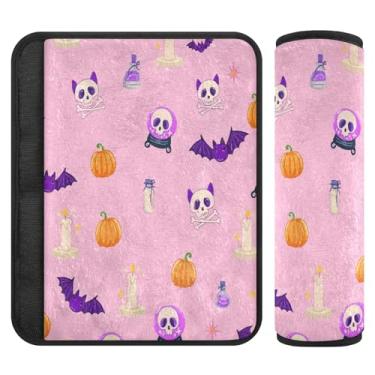 Imagem de Burbuja Capa para cinto de segurança de carro Halloween Elements Protetor de cinto de segurança de carro macio confortável para alça de ombro de assento, 1 par médio