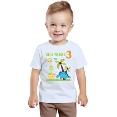 Imagem de Camiseta Dinossauros Aniversário Camisa Personalizada Blusa Infantil e