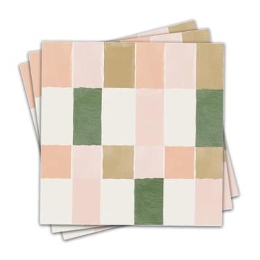 Imagem de Liwo 1 conjunto de 10 peças de adesivos autoadesivos retrô rosa e verde para azulejos de vinil, descasque e cole painel traseiro de cozinha e banheiro, escadas, locatário removível (10 peças)