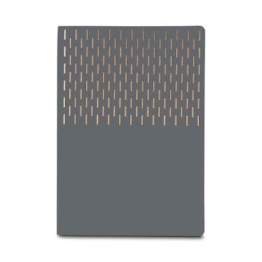 Imagem de Caderno de Anotações com Capa Dura em Poliéster, 80 Folhas Pautadas, Cor Bege, com Elástico (Kit Escritório A5 Cinza)