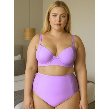 Imagem de Conjunto Plus Size Sutiã Reforçado Bojão e Calcinha Cós Alto - c7 DANI