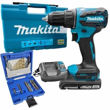 Imagem de Parafusadeira de Impacto Bateria 18V Carregador e Maleta 74pçs MAKITA 