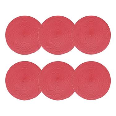 Imagem de Cj 6 Lugares Americanos de Plástico Redondo Fresno Espiral Vermelho 38cm Lyor