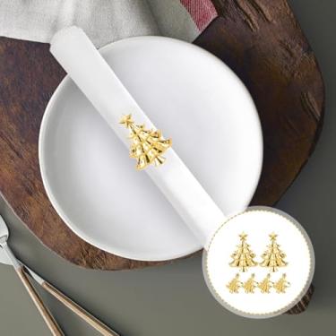 Imagem de UPKOCH Conjunto De 6 Anéis Guardanapo Para Árvore Natal, Suporte Metal Dourado Decoração Mesa Casamento, Jantar Festa Guardanapos Pano Com Fivelas