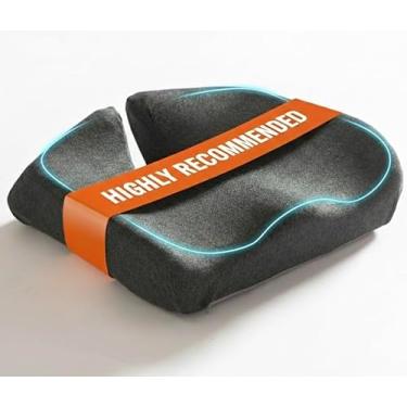 Imagem de Ecofeen Almofada de assento de espuma viscoelástica de conforto premium para cadeiras de escritório e assentos de carro — Suporte lombar ergonômico de meia distância para alívio da pressão do cóccix