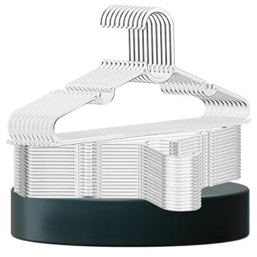 Imagem de Kit 50 Cabides Acrílico Transparente Adulto Reforçado – Cabide Organizador Resistente para Guarda-Roupa e Loja(10 CABIDES)