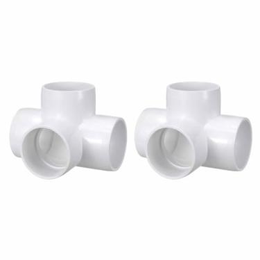 Imagem de DTGN 2 peças de encaixe de PVC de cotovelo de 3,8 cm, encaixe de tubo de PVC de grau cruzado de 4 vias SCH40, conector de cotovelo de canto DIY para móveis de construção, conexão de estrutura de