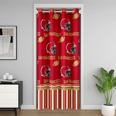 Imagem de jejeloiu Cortina de porta de futebol para privacidade de entrada para crianças, meninos, meninas, São Francisco, divisória de quarto, 1 painel de rúgbi, esportes, futebol americano, cidade, armário