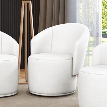 Imagem de Poltrona Decorativa Orgânica Fixa Para Sala Malu Sintético Branco M11 - D'rossi