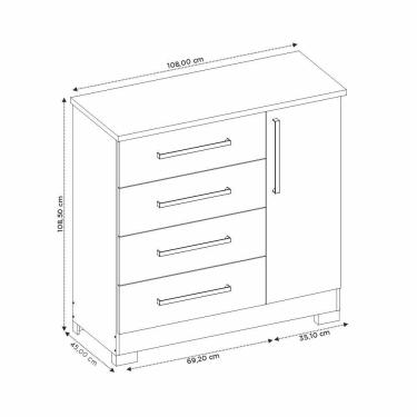 Imagem de Cômoda 1 Porta E 4 Gavetas Nt5185 Notável Móveis - Freijó/off White Freijó/off White