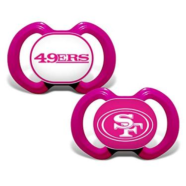 Imagem de Baby Fanatic Pacote com 2 chupetas rosa para meninas - NFL San Francisco 49ers - Equipamento oficialmente licenciado pela League