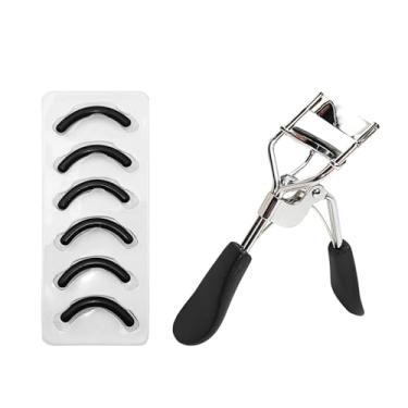 Imagem de Modelador de cílios de aço inoxidável premium com 6 almofadas de borracha, ferramenta de maquiagem, longa duração para todos os formatos de olhos, levantamento/extensão de cílios postiços, ondulação