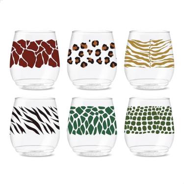 Imagem de TOSSWARE POP 400 ml Vino Translúcido Safari Series, conjunto de 6, óculos recicláveis, inquebráveis e com estampa de plástico transparente