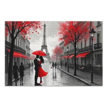 Imagem de Eiffel Couple Red Adult Jigsaw Puzzles, 1000 Piece Puzzle for Adults, Interlock Suitablely, Home Decor for Men Women