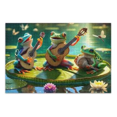 Imagem de Frogs Guitar Adult Jigsaw Puzzles, Jigsaw Puzzles 500 Pieces for Adults, Interlock Suitablely, Home Decor for Men Women