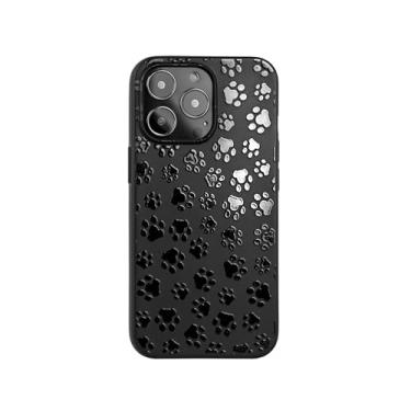 Imagem de Cavka Capa preta compatível com - iPhone 16 Pro Max - capa de borracha TPU fosca durável com pata fofa estampa animal gato bumper leve à prova de choque estética exclusiva para crianças mulheres