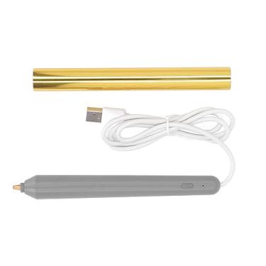 Imagem de ZJchao Caneta Quente da Folha, Pena de Gravação de Carimbo da Folha do Calor de Usb Com 4 Pontas Diferentes Pena Dos Pces para Crafting No Plástico de Madeira Foto de Papel (Ouro)