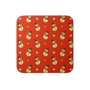 Imagem de Ladrilho Decorativo de Cerâmica Kawaii Homem de Neve Fundo Vermelho