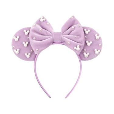 Imagem de Tiara De Veludo Para Meninas Disney Mickey 3.3 Polegadas Com Laço De B