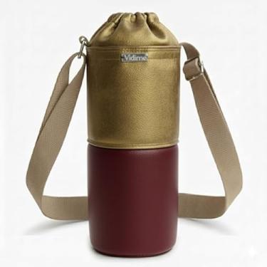 Imagem de Bolsa Térmica (OURO COM VINHO) RAMIERE para Garrafa de 1 LITRO em Couro Sintético - Coleção Cores VERÃO 2026