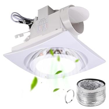 Imagem de FEITON Ventilador de banheiro com luz exaustor de teto montagem no teto conjunto de luz de ventilação, 30W, 110V, 110 CFM 1.0 Sones, ventilador de ventilação quadrado silencioso com luz LED