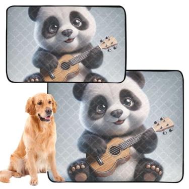 Imagem de TSENQUE Almofadas laváveis de urso panda ukulele para cães, almofada reutilizável absorvente para cães, tapete de cercadinho para cães, pequeno, pacote com 3